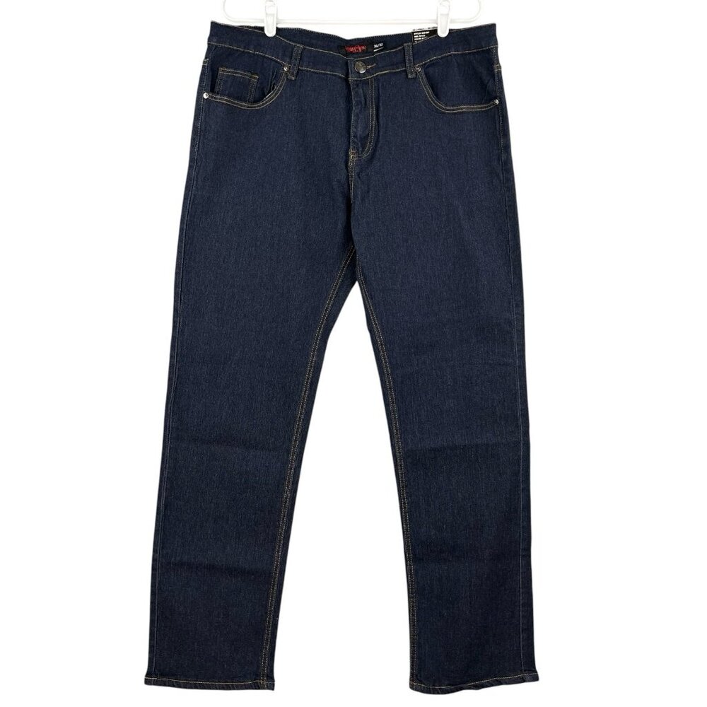Big Joe Men's Dark‎ Blue Denim Jeans Size 36x32 Regular Stretch Straight Leg NWT
